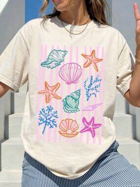 Comfort Colors® Seashell Shirt, Beach Shirt, Summer Graphic Tee, Ocean Lover, Se